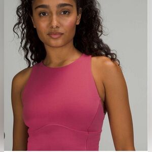 Lululemon Key To Balance Tank High Neck Crisscross Back Active in pink lychee